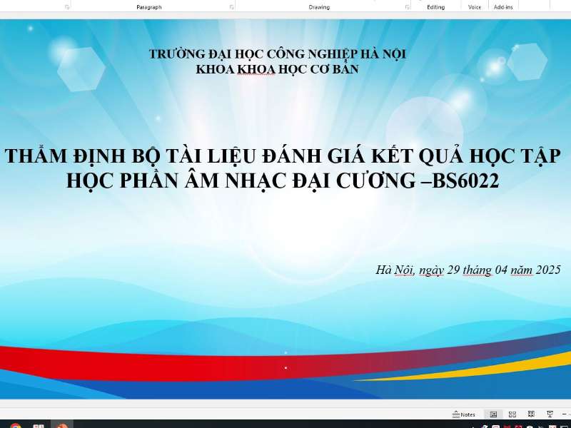 Thẩm định bộ tài liệu hướng dẫn đánh giá kết quả học tập học phần Âm nhạc đại cương - BS6022