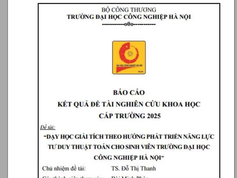 Nghiệm thu đề tài cấp cơ sở về dạy học Giải tích theo hướng phát triển năng lực tư duy thuật toán
